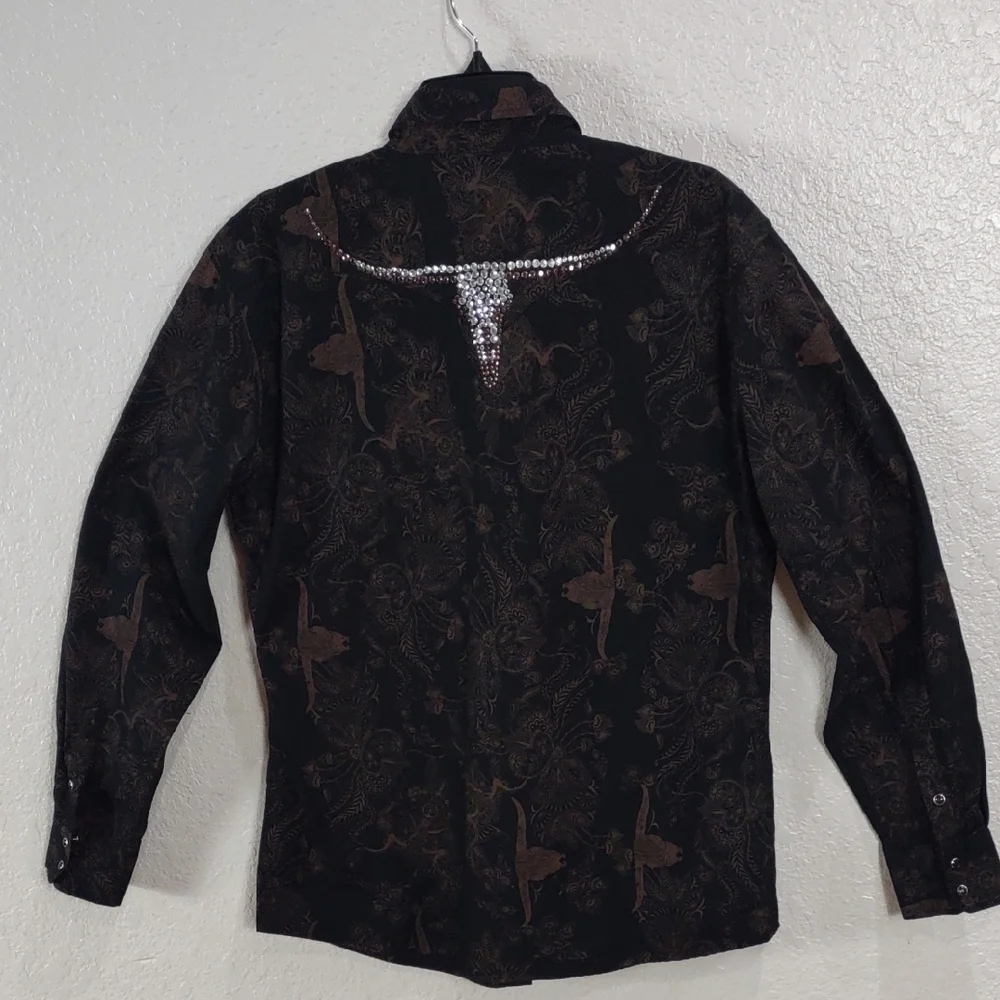 COWGIRL HARDWARE,Black and Brown Western Shirt, Size XL - Picture 10 of 17